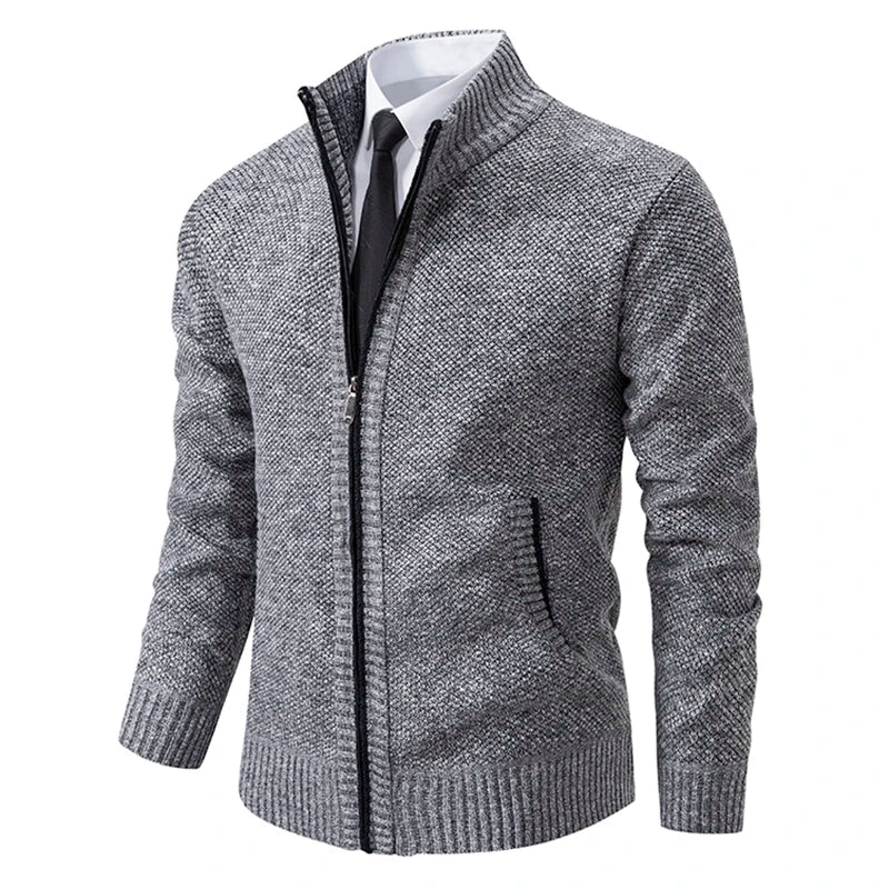 Men's slim fit fleece vest stand collar full zip warm layering essential for cold weather