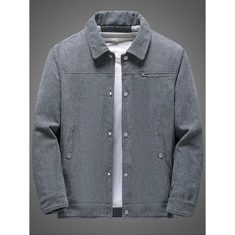 Men's corduroy fleece-lined cotton coat warm autumn winter timeless versatile style