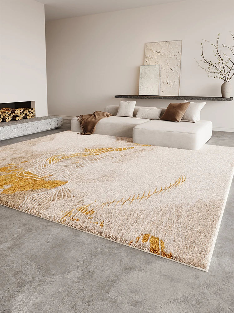 Cream fluffy large area rug thick plush pile for living rooms and bedrooms cloud-soft texture