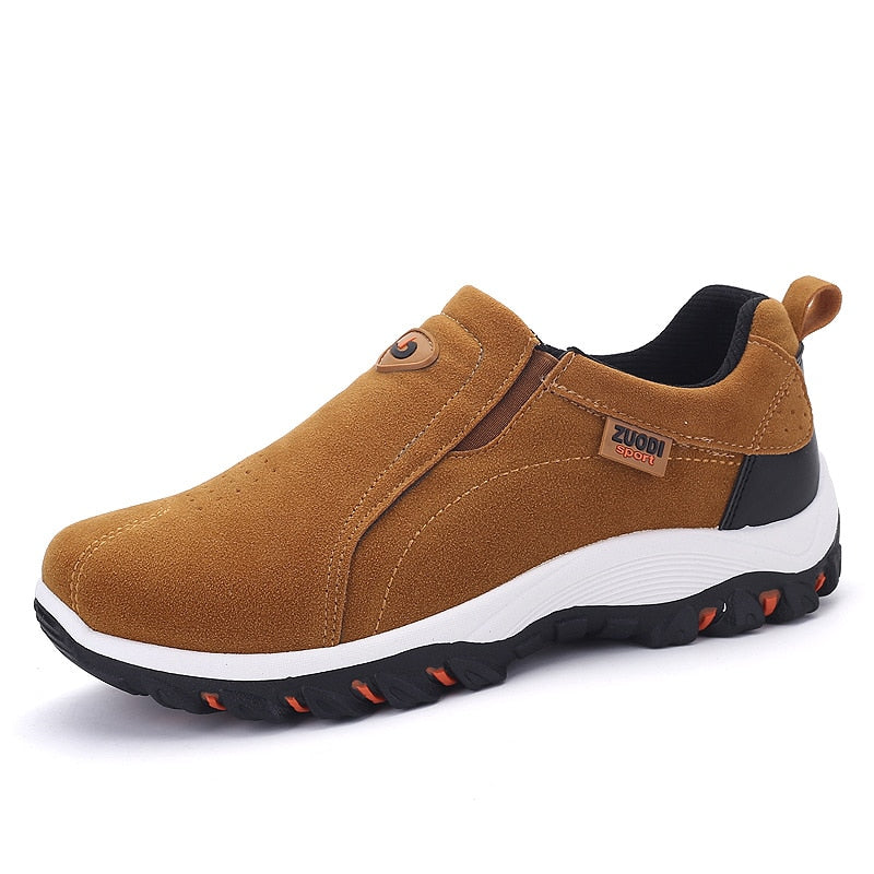 Men's slip-on trail shoes lightweight cushioned sole traction panel stitching everyday walking
