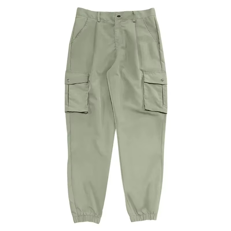 Men's black cargo jogger pants cotton-blend multi-pocket design for outdoor workouts and casual wear