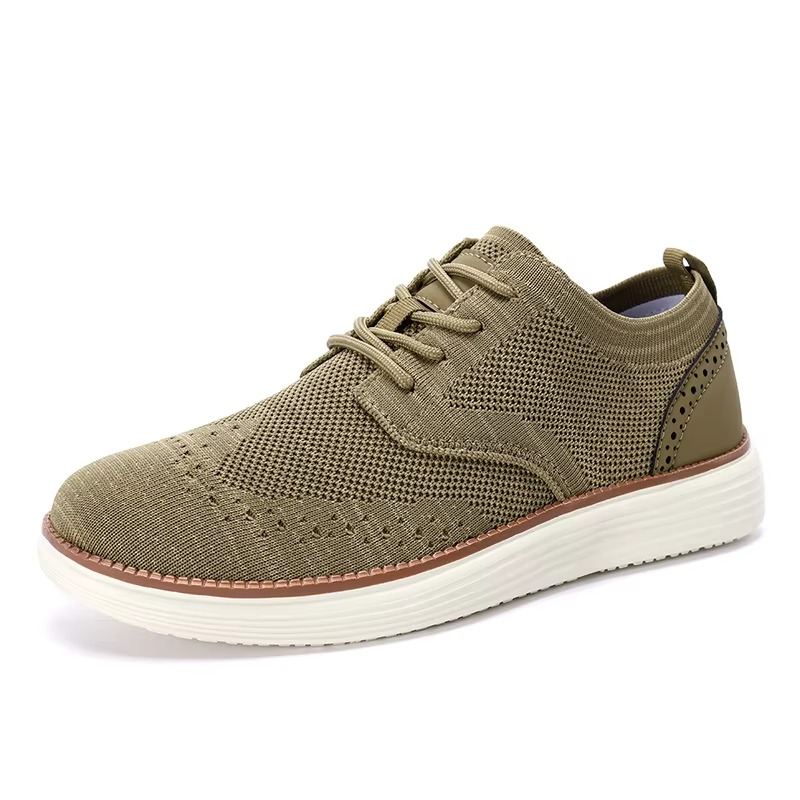 Men's lightweight breathable mesh walking sneakers in neutral tones with synthetic overlay detailing