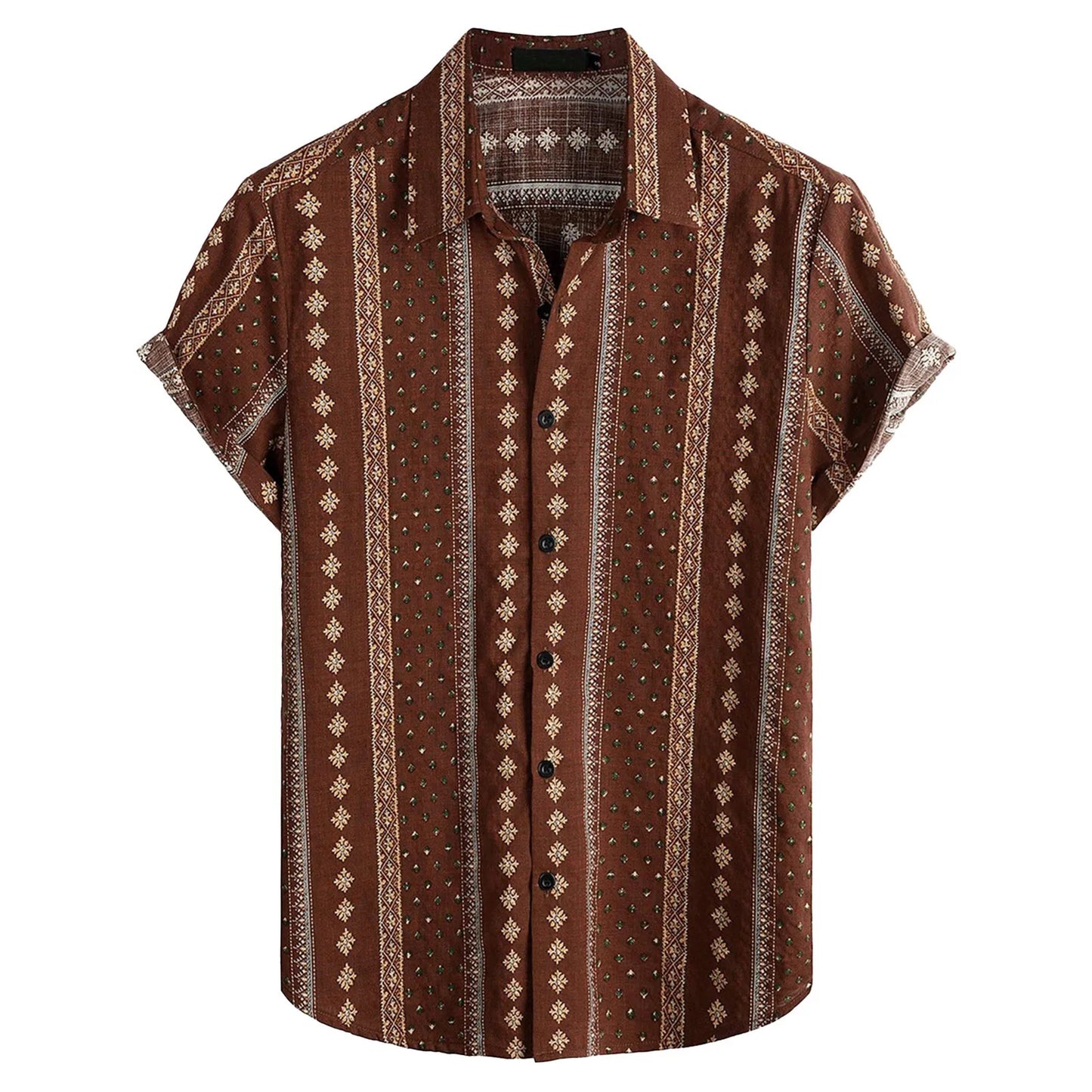 Bold unisex oversized Hawaiian button-up shirt with vibrant tropical prints, relaxed aloha fit