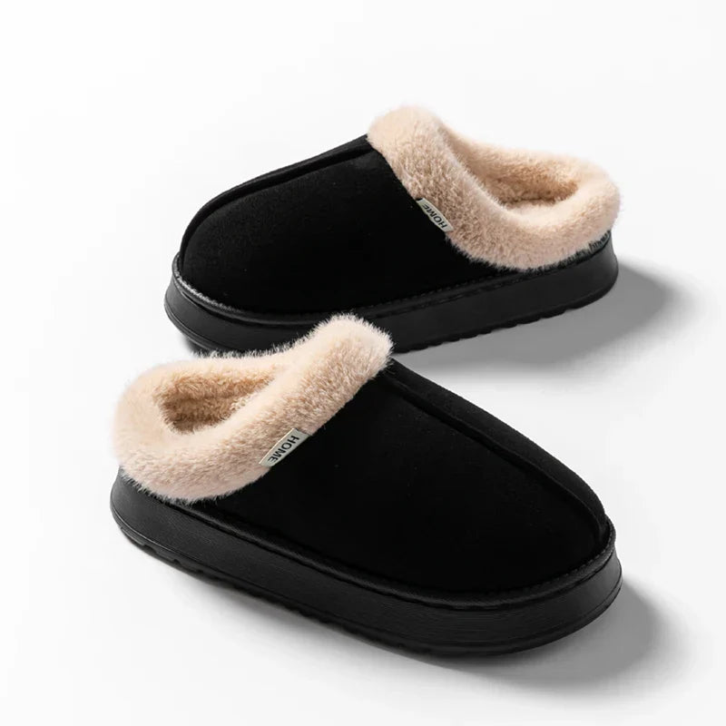 Éclatte plush faux fur slippers in neutral tones with non-slip sole and lightweight breathable design