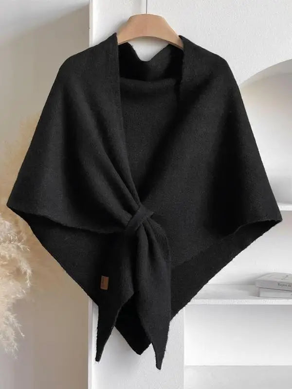 Women's soft winter knit shawl elegant wrap in solid color warm breathable everyday style