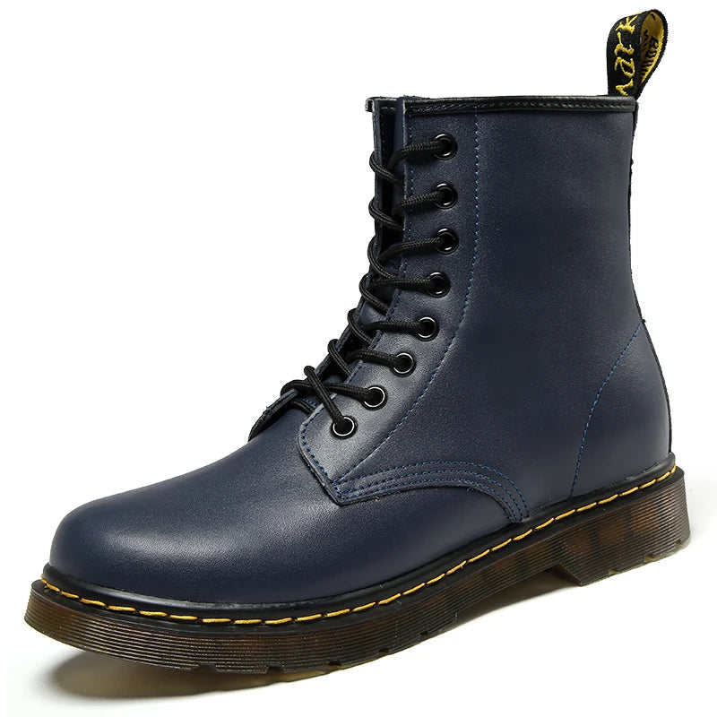 Men's black lace-up ankle boots chunky sole pull tab urban casual style all day comfort