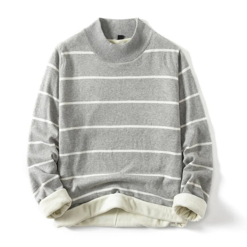 Women's striped knit pullover, soft cozy knitwear with classic horizontal stripes for versatile everyday wear