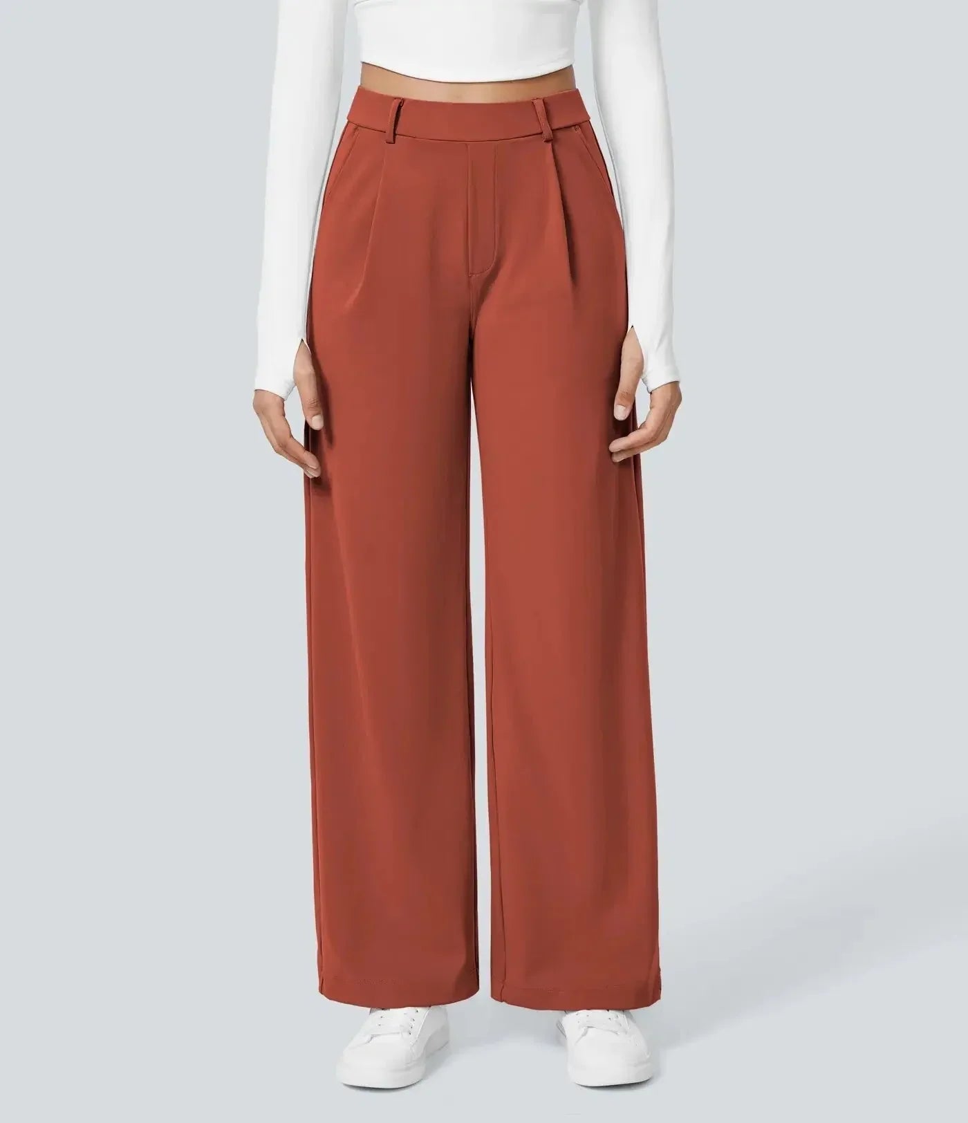 Donna wide-leg trousers high waist pleats tailored silhouette chic office-to-evening style