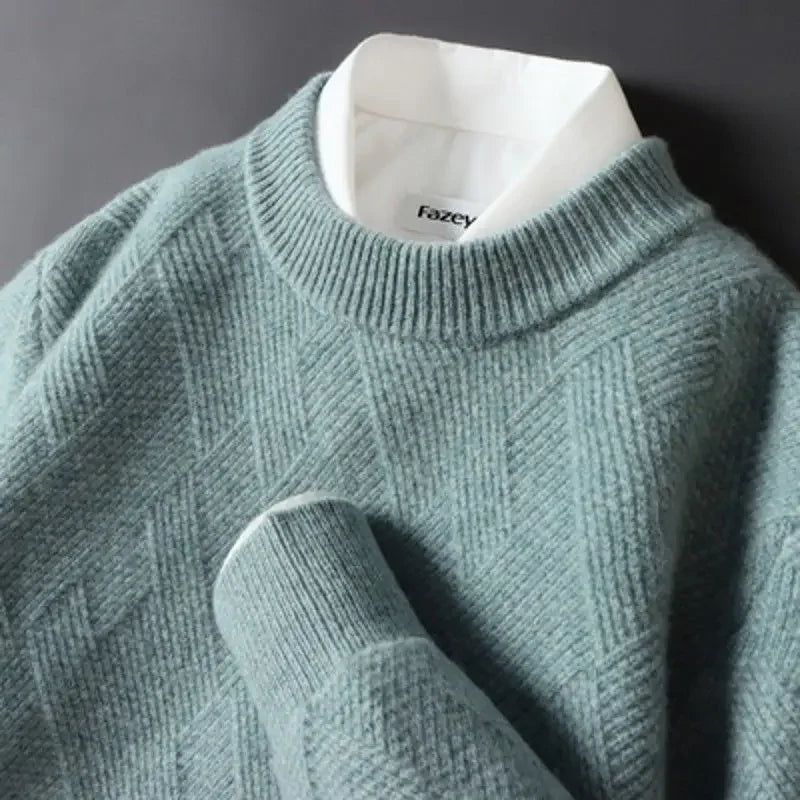 Men's diamond knit sweater classic pattern soft-touch fabric timeless casual layering essential
