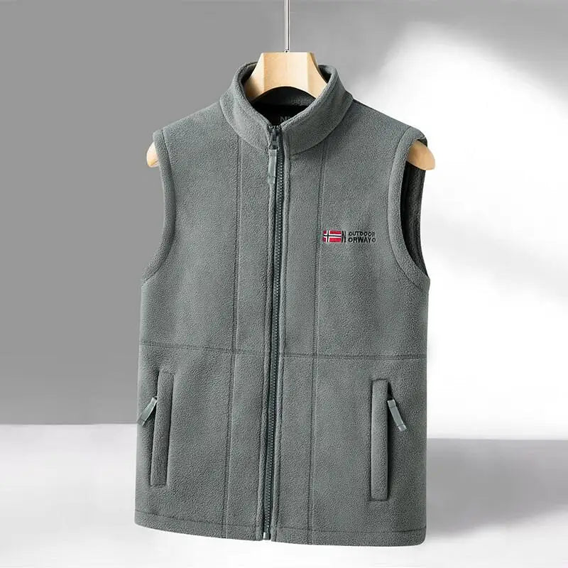 Lightweight Nordic fleece vest, geometric quad-panel design, stretch fit, plush insulation for outdoors