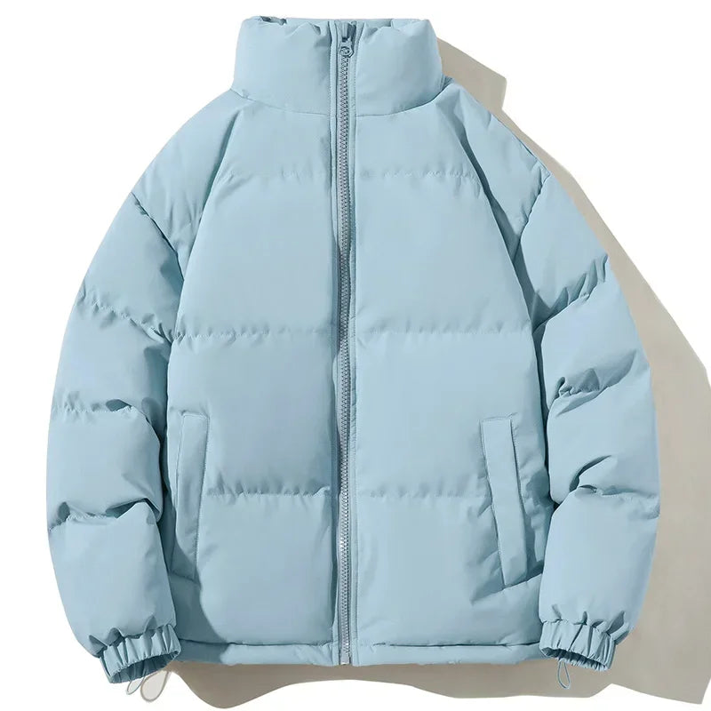Men's lightweight padded winter jacket with stand collar, wind-resistant fabric, modern relaxed fit