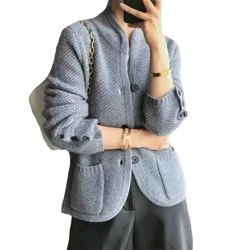 Women's soft-knit half-neck cardigan lightweight cozy modern fit versatile layering piece