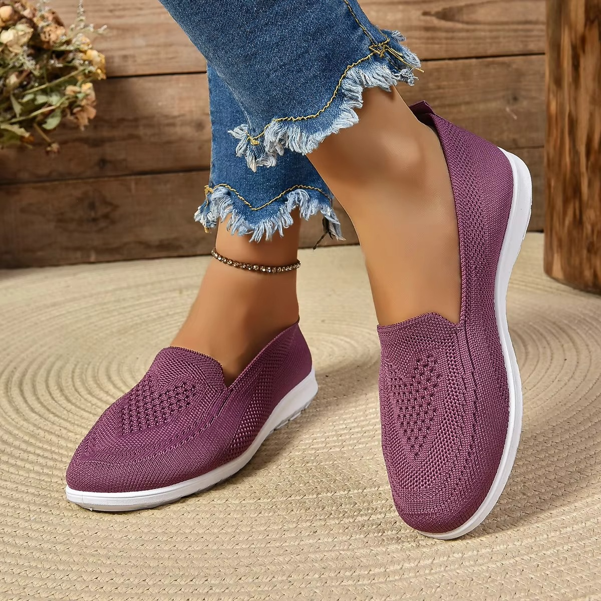 Women's beige mesh slip-on loafers lightweight breathable summer flats with polished silhouette