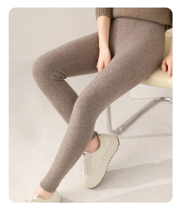 Women's cashmere knit leggings high waist slim fit ultra-soft breathable luxury knitwear
