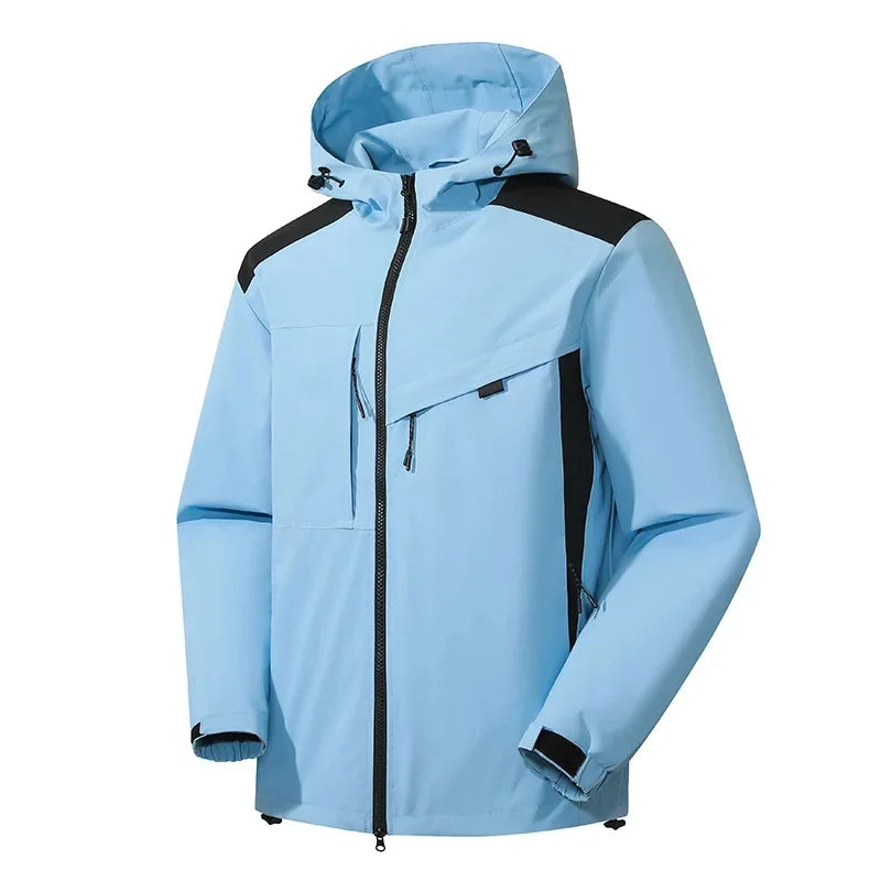 Men's insulated ski jacket with hood, streamlined cut, all-weather performance winter coat for slopes