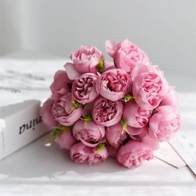 Tranquility silk peony bouquet realistic faux flowers lifelike multi-layered petals DIY home decor