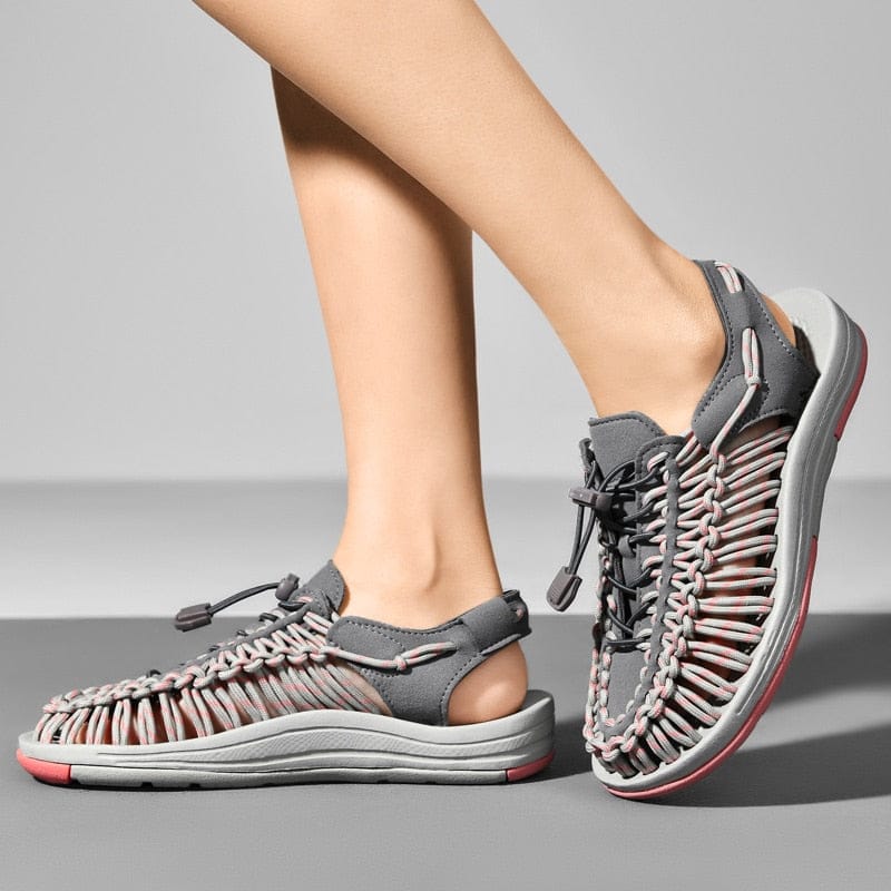 Nordic Flair unisex open-toe sandals with woven upper, adjustable lacing and rubber sole