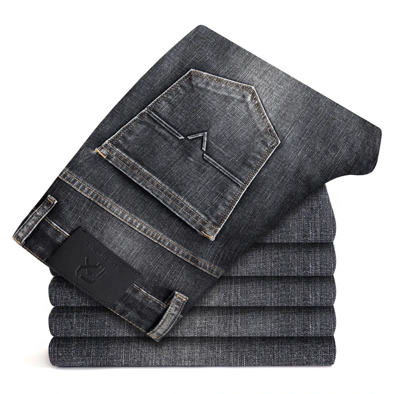 Delan men's stretch denim jeans vintage wash flexible fit everyday comfort casual style
