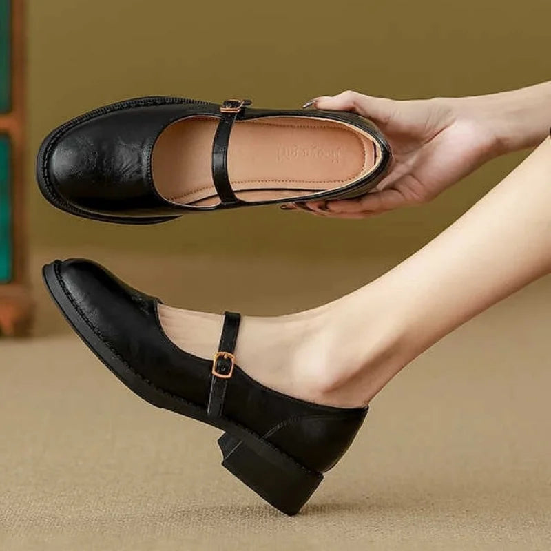 Eleanor | Women's Vegan Leather Mary Jane Shoes Low Block Heel Strap
