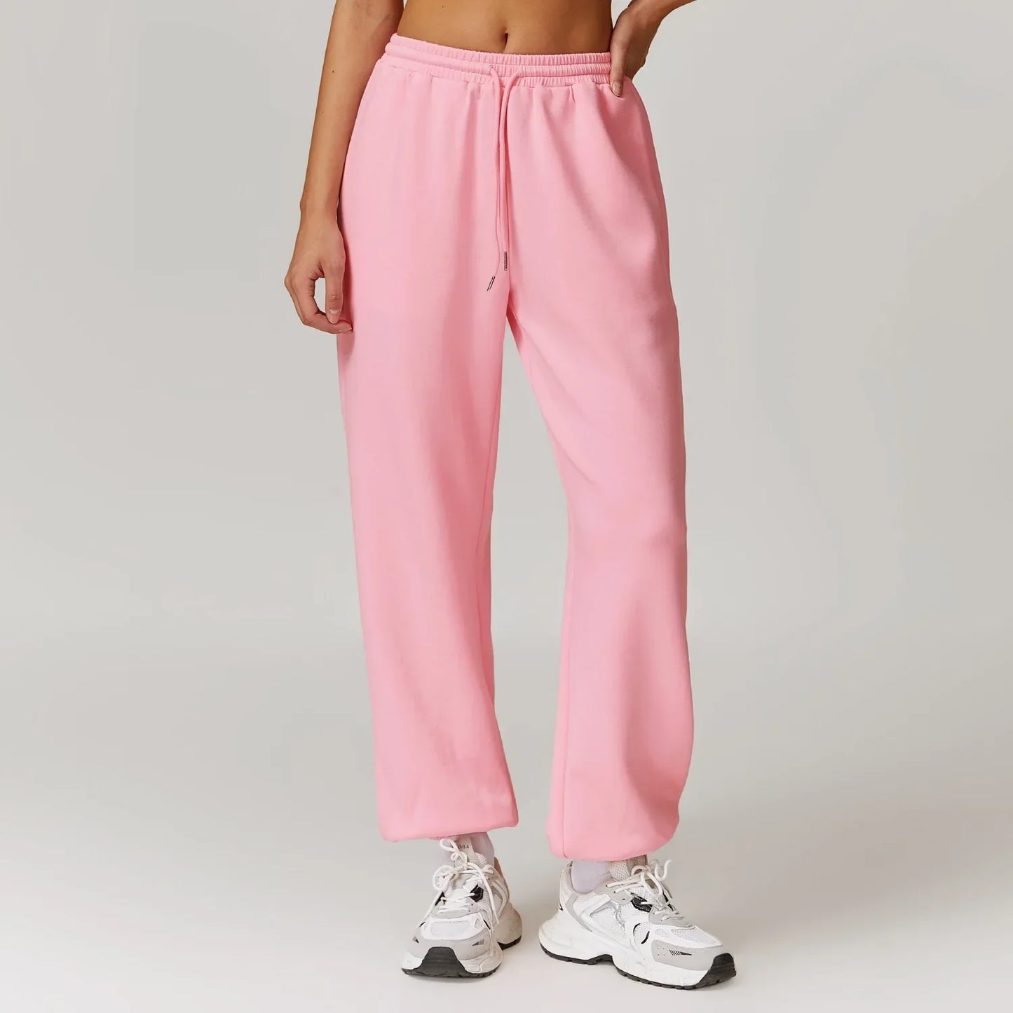 Women's gray straight-leg yoga sweatpants cotton-spandex blend, versatile workout-to-lounge comfort fit