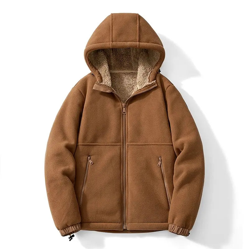 Bear Republic plush fleece hoodie relaxed fit windproof design with textured trim for outdoor warmth