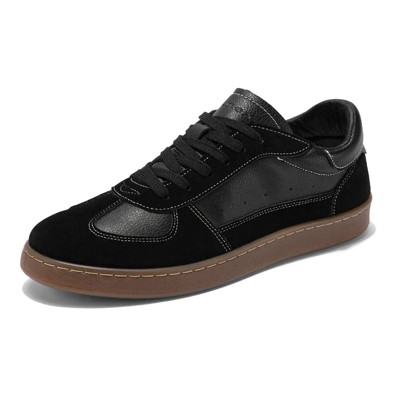 Men's low-profile suede leather casual sneaker with cushioned insole and non-slip rubber sole
