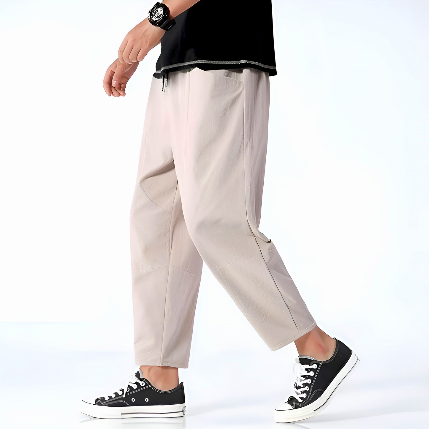 Cameron men's cropped relaxed fit casual pants urban streetwear style with above-ankle length