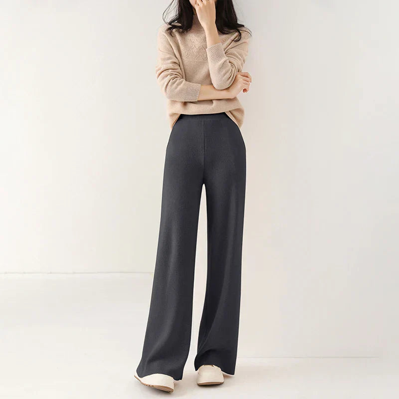 Women's wide-leg pull-on pants relaxed fit neutral tone comfortable everyday silhouette