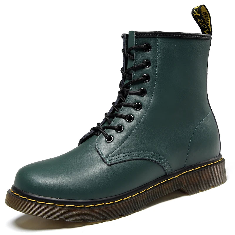 Men's black lace-up ankle boots chunky sole pull tab urban casual style all day comfort