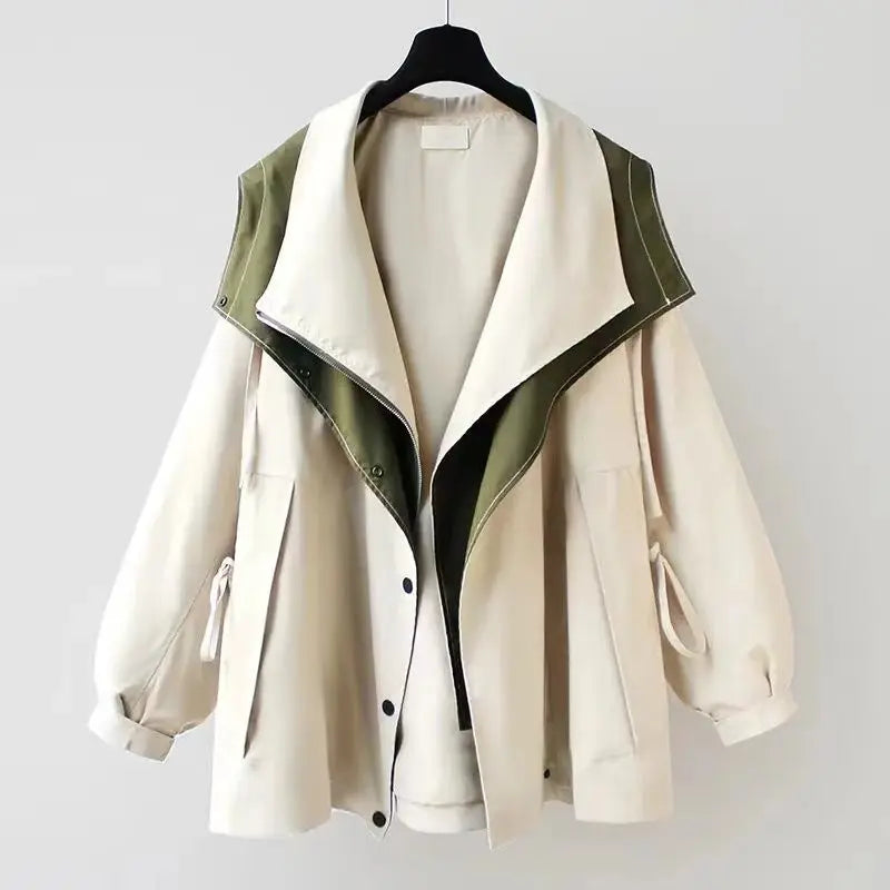 TrendAura Everly two-tone windbreaker bold color-block panels oversized lapel urban fit