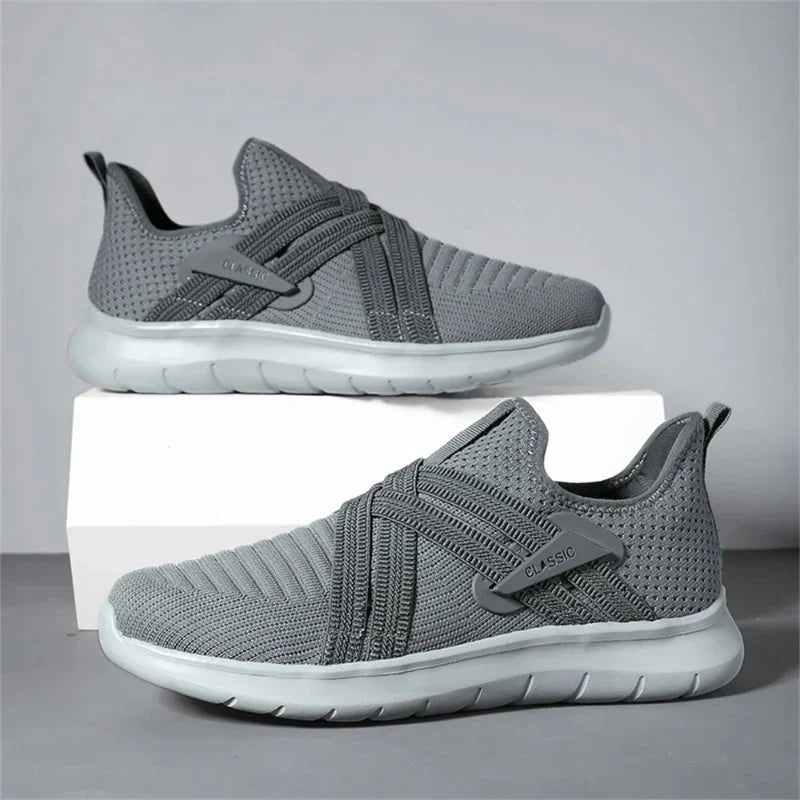 Urbann-Vibe Navero gray slip-on sneakers breathable precision-knit mesh upper featherweight daily walking shoes