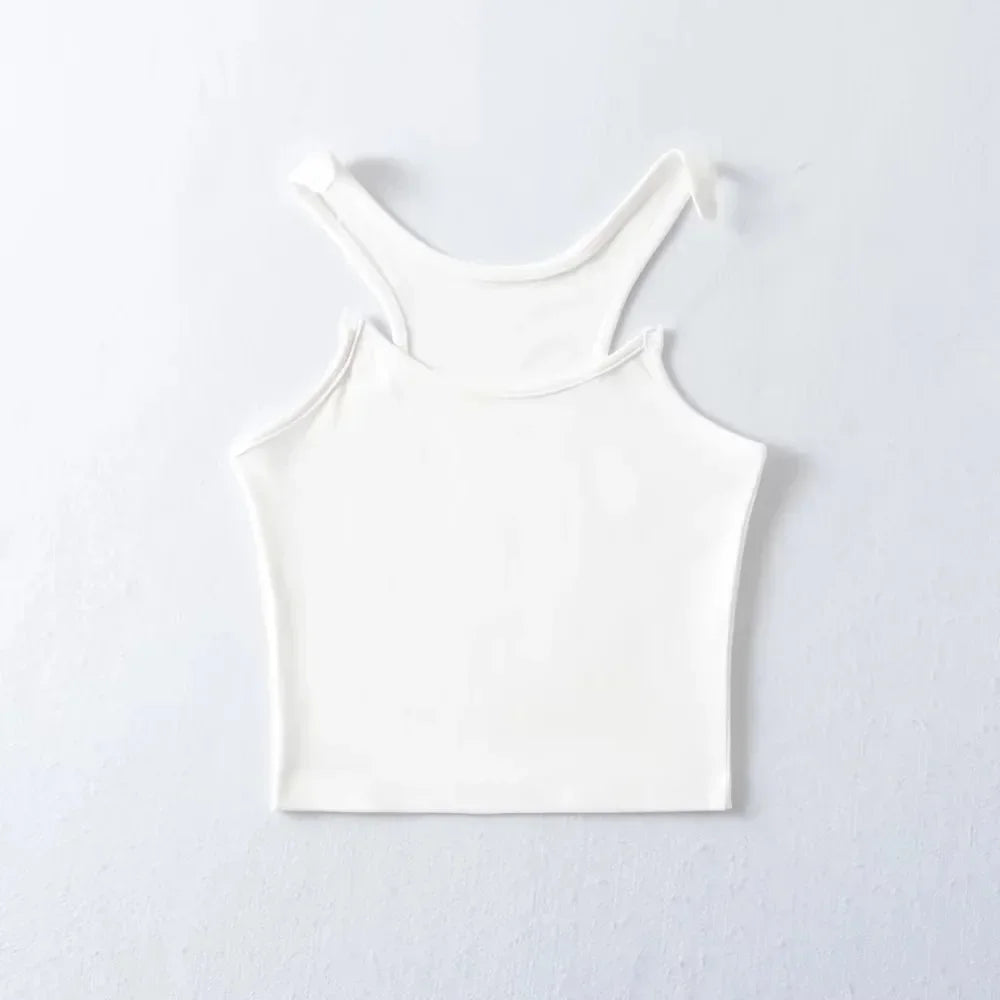 Women's nude invisible tank top slim fit sleeveless with hidden shoulder straps for layering