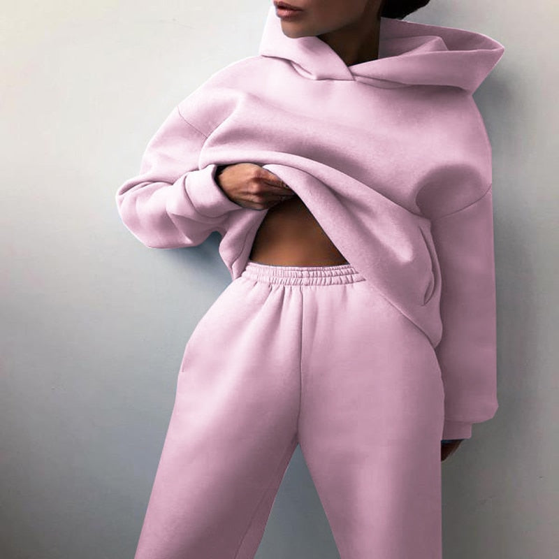 Women's cotton blend oversized hoodie and jogger pants set relaxed fit cozy loungewear
