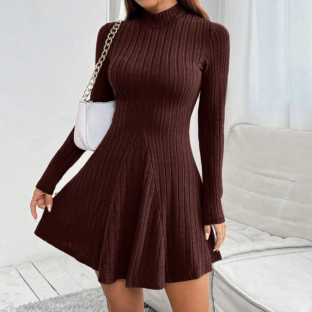 Women's soft corduroy A-line dress high-waisted silhouette with ribbed texture for effortless style