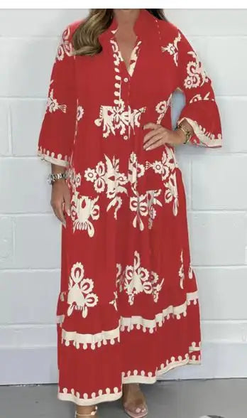 Beatrix relaxed fit printed women's dress in seven colors with effortless comfort silhouette