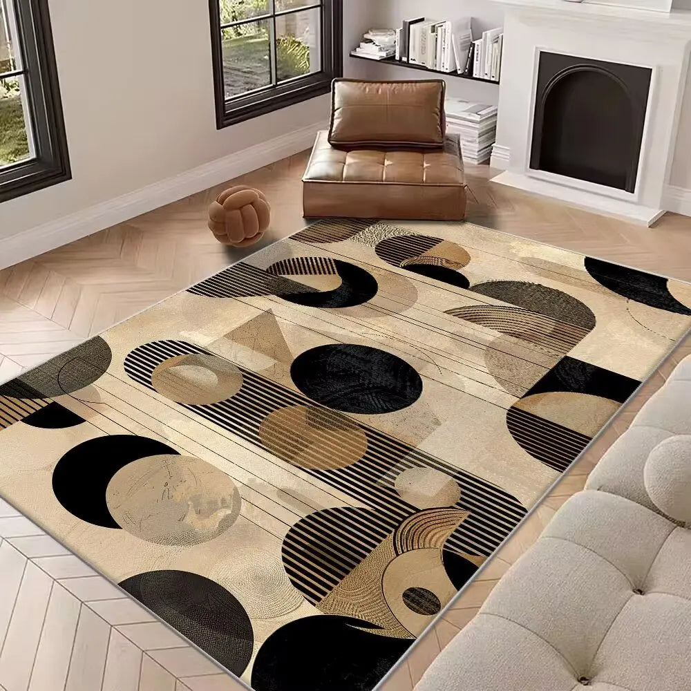 Modern abstract area rug non-slip washable large mat durable for kids pets living room