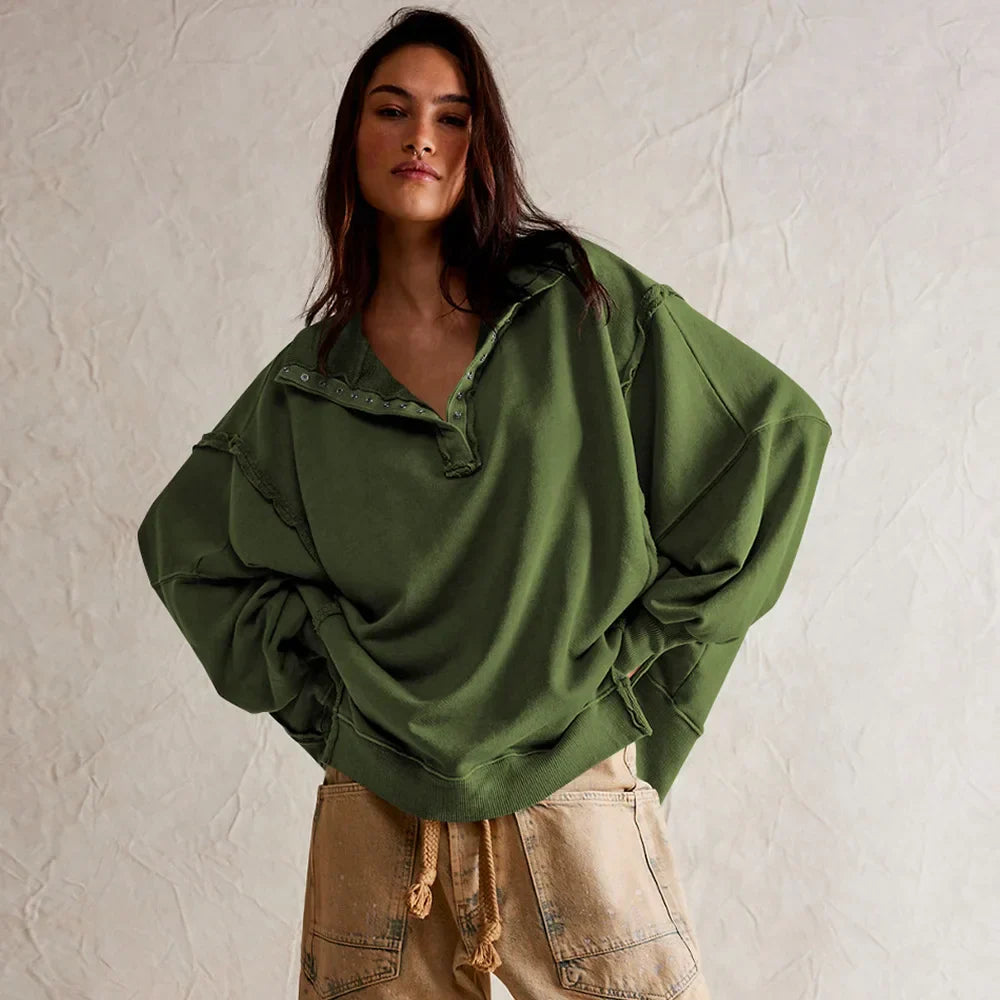 Oversized unisex cotton blend sweatshirt with voluminous sleeves in a relaxed everyday silhouette