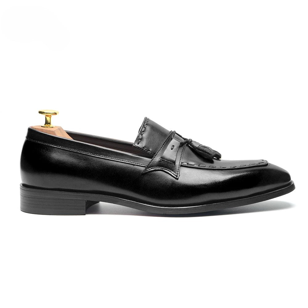 Men's brown penny loafers rich patina genuine cowhide leather breathable lined insole classic silhouette