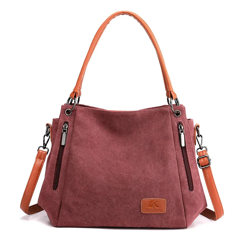 Urbann-Vibe Veyora women's canvas tote bag, minimalist style, spacious interior with zipper closure