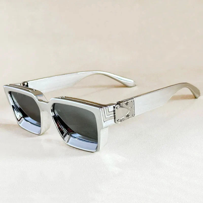 Monza angular oversized square-frame retro sunglasses with UV-protective scratch-resistant lenses streetwear