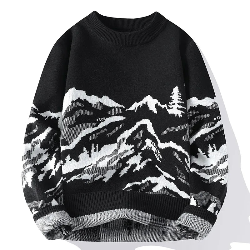 Avalon retro print knit sweater relaxed fit soft breathable fabric for cozy winter walks