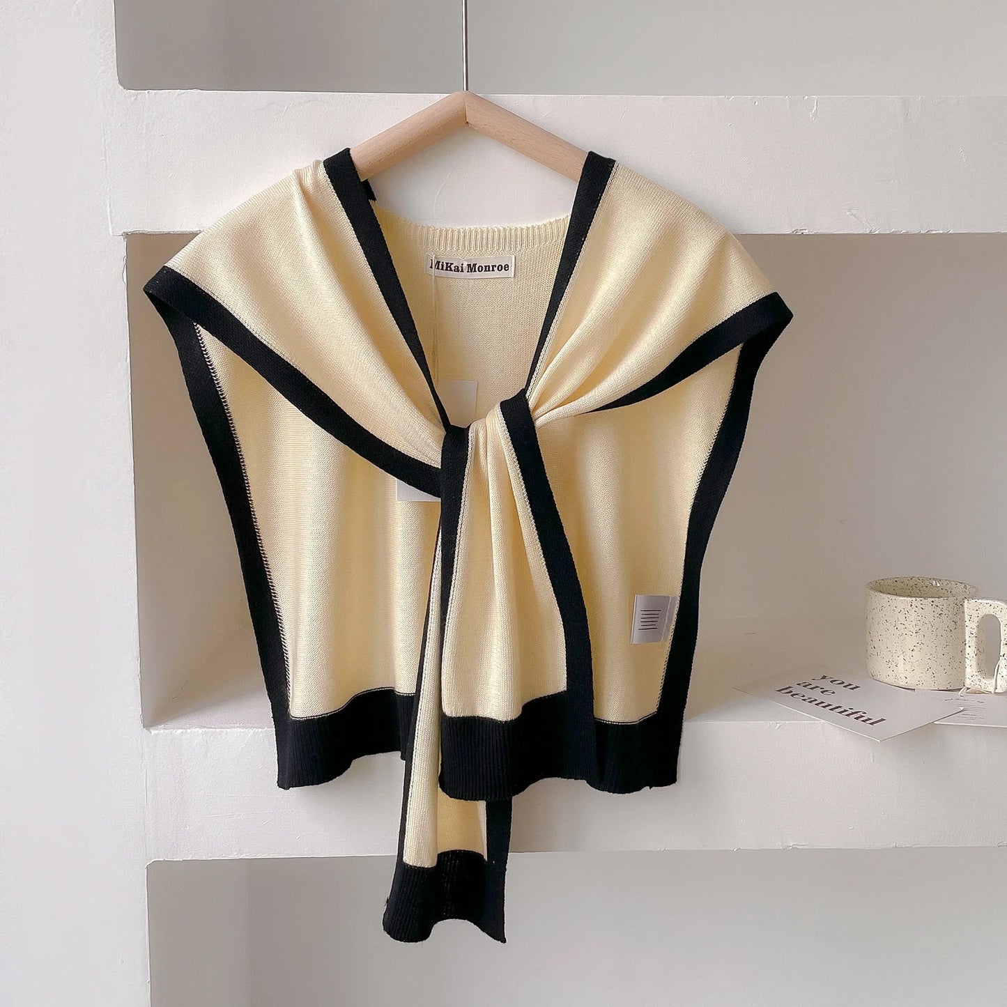 Emma striped knit shoulder shawl lightweight breathable layer versatile spring office wear for women
