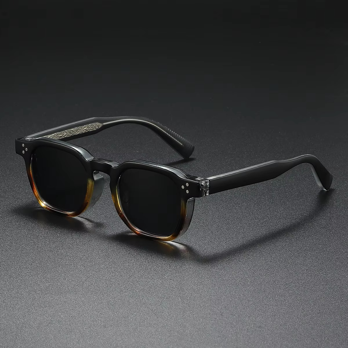 Retro square punk sunglasses clear acetate frame unisex vintage driving shades bold transparent temples