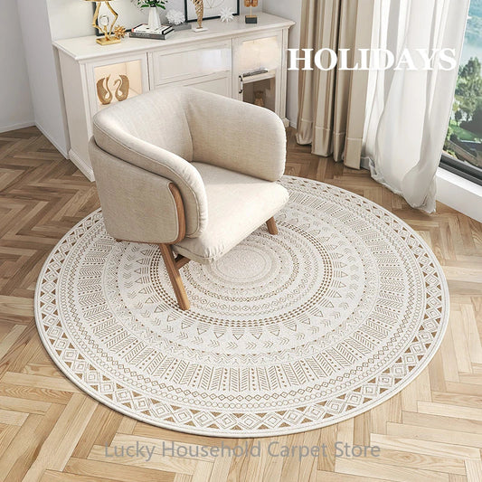 Morocco round carpet lounge chair mat soft non-slip washable Moroccan-inspired flannel rug living room