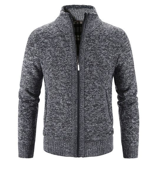 Beige cotton knit fleece jacket casual relaxed silhouette soft breathable layering essential