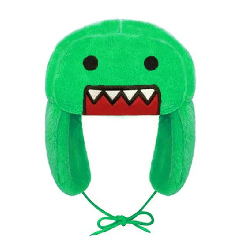 Plush ushanka hat unisex adjustable ear flaps lightweight warm winter cartoon design