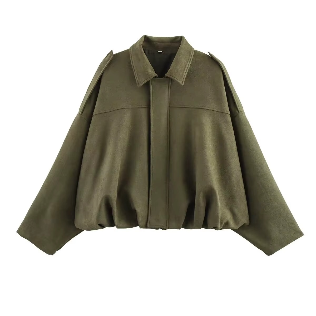 Women's vintage oversized bomber jacket washed suede finish relaxed fit classic outerwear