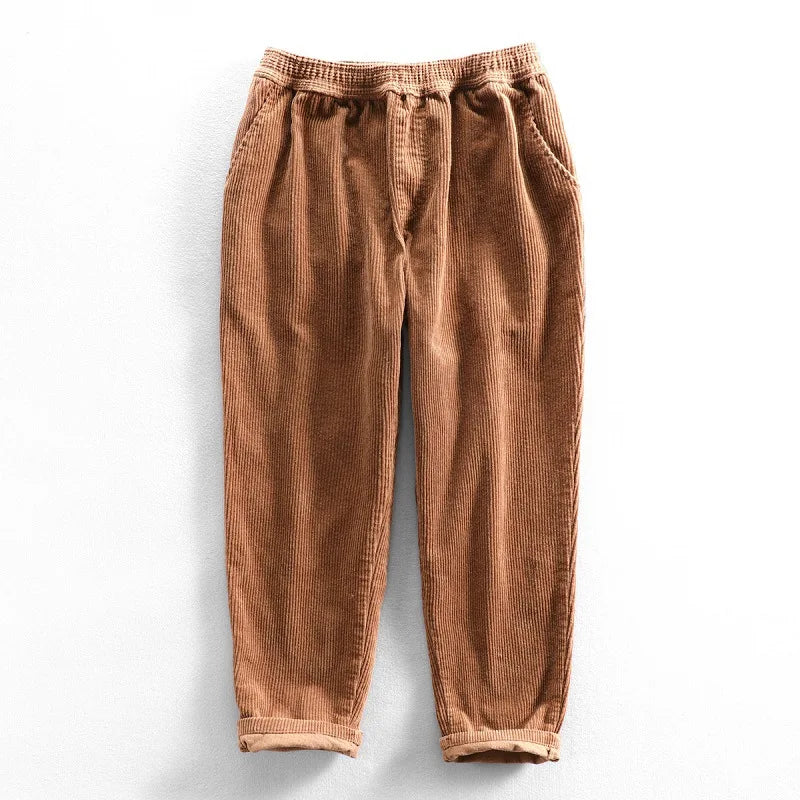 Unisex vintage corduroy pants lightweight soft cotton stretch waistband relaxed fit everyday style
