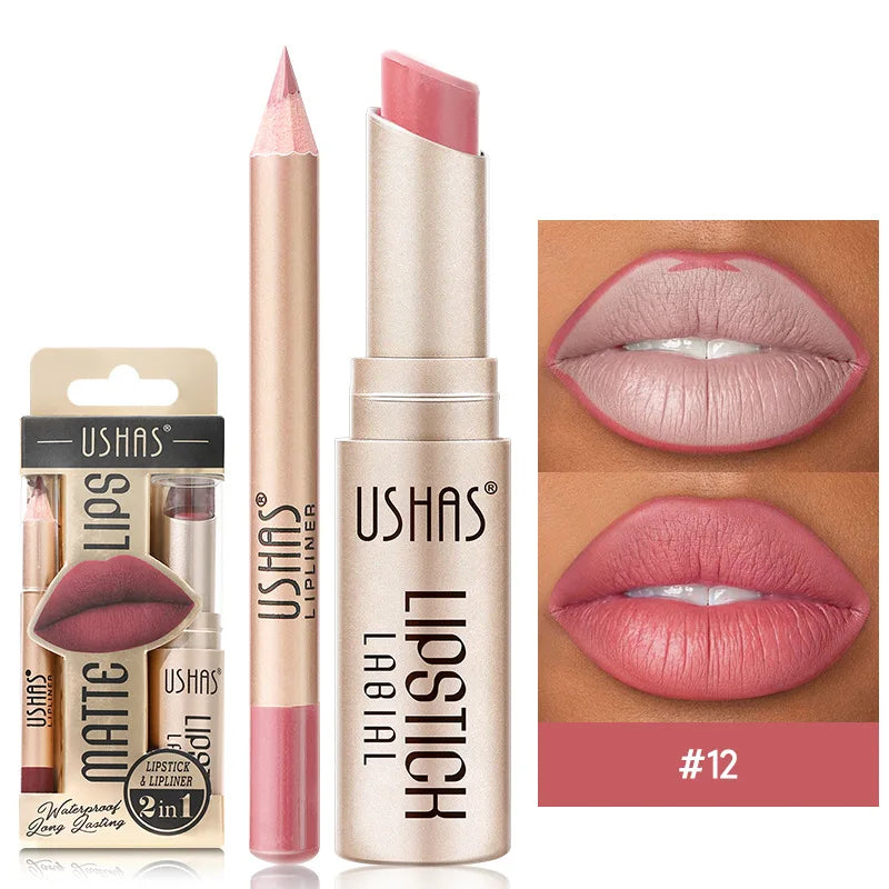 BE x Ushas matte lipstick lip liner duo bold long-lasting pout sculpted defined finish