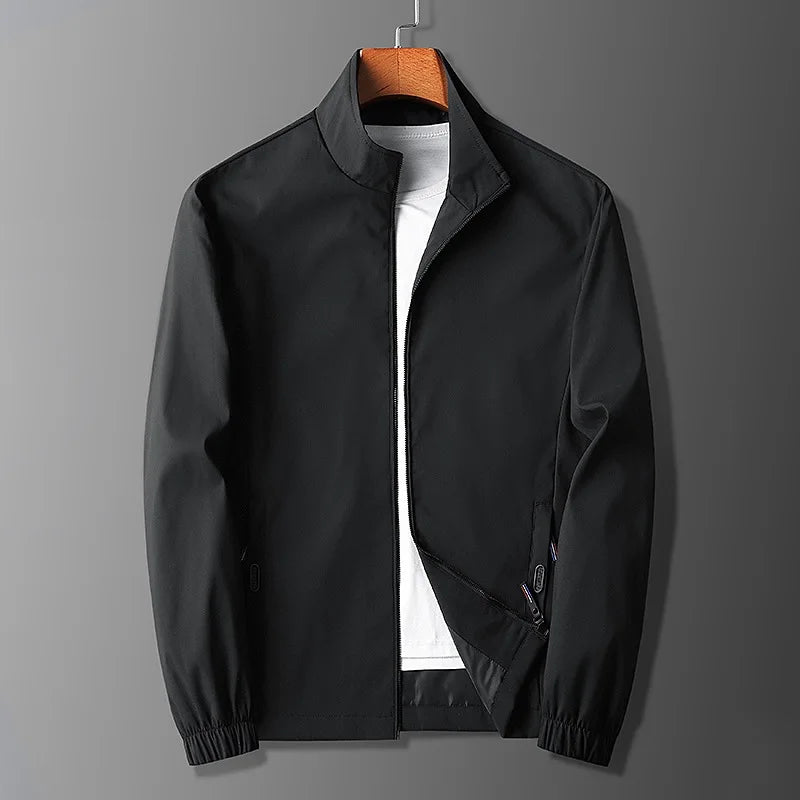 Men's slim fit lightweight navy Nordic jacket with minimalist design and practical pockets for urban style